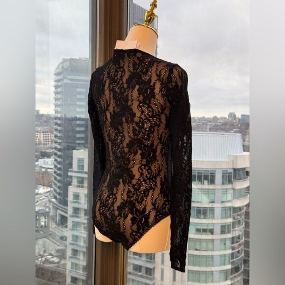 🆕 ZIMMERMANN 🧿 NWT Lace Long Sleeve Bodysuit, Black Sz 0 US 2 - Picture 7 of 16